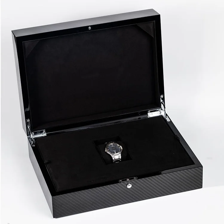 High Quality Wholesale Custom Watch Display Box with Stainless Steel Hinge Wooden Gift Box Customized Logo Wood Watch Package