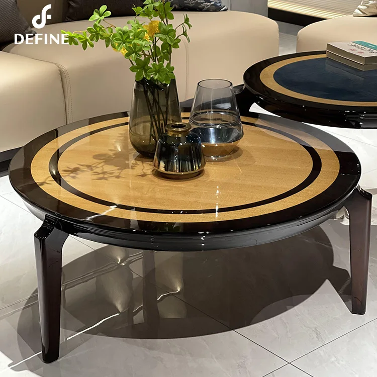 Italian Style High Gloss Plywood Wooden Coffee Table For Villa