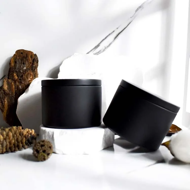 LZ Factory Flat Bottom 100ML 240ML Tinplate Jars Round Seamless aluminium candle tin copper metal tin box with a solid slide lid