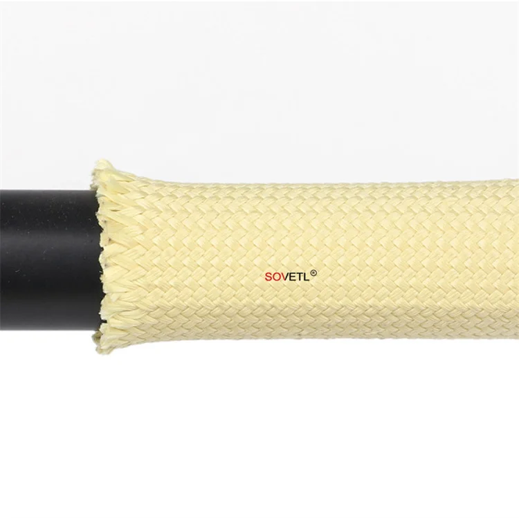 Custom Heat Resistant Aramid Tubular Webbing Wear-resistant Cutting Resistance Aramid Sleeve Protective Braided Kevlars Sleeve