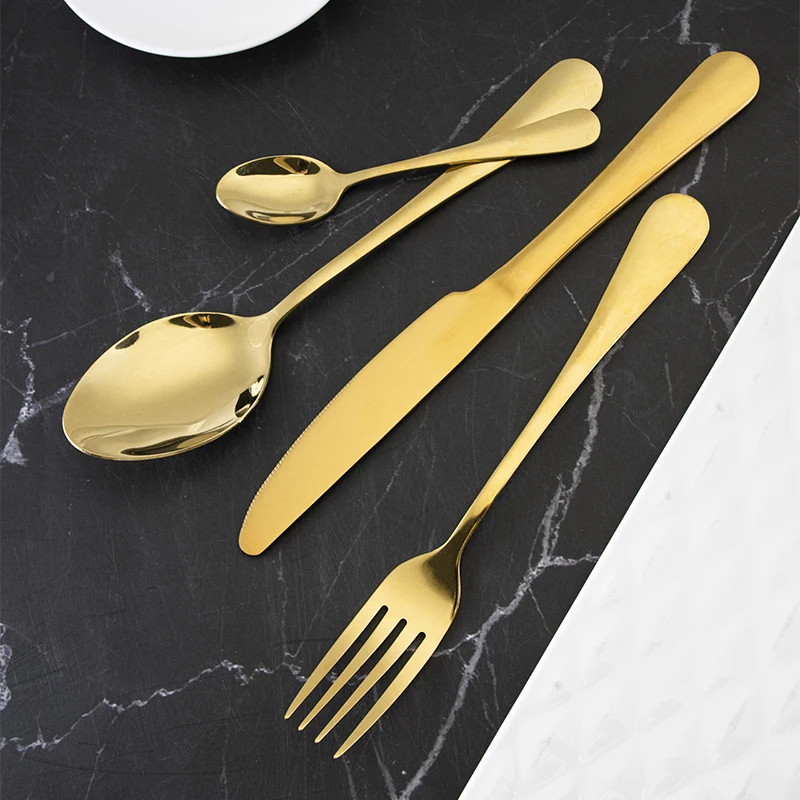 Manufacturer wholesale cutllery wedding 24pcs Golden 1010 Stainless steel Cutlery set Spoon Forks Knifes Set with wooden box