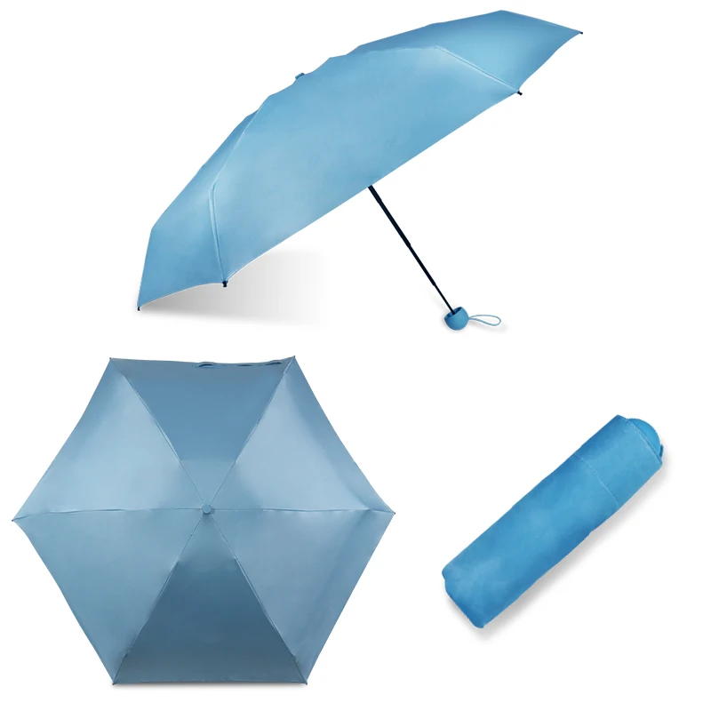 Black glue Coating  ultraviolet protection Pocket Size Mini Uv Windproof Five Folding Small 5 Fold Umbrella Custom printed logo