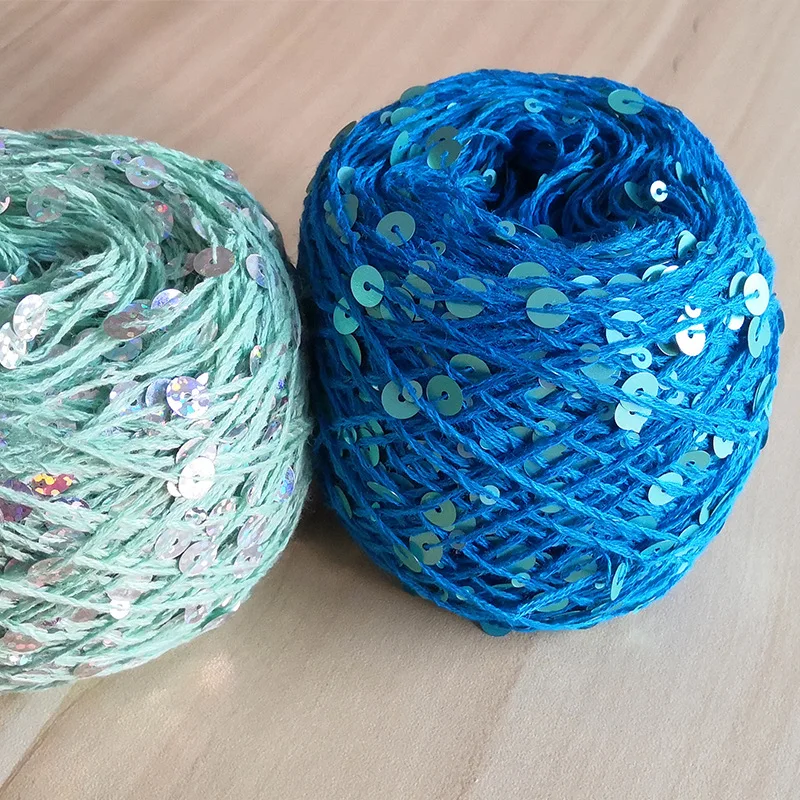 200g Cotton Bead Blended Yarn 3mm+6mm Combed Crochet Sequin Hand-knitted Fancy Yarn