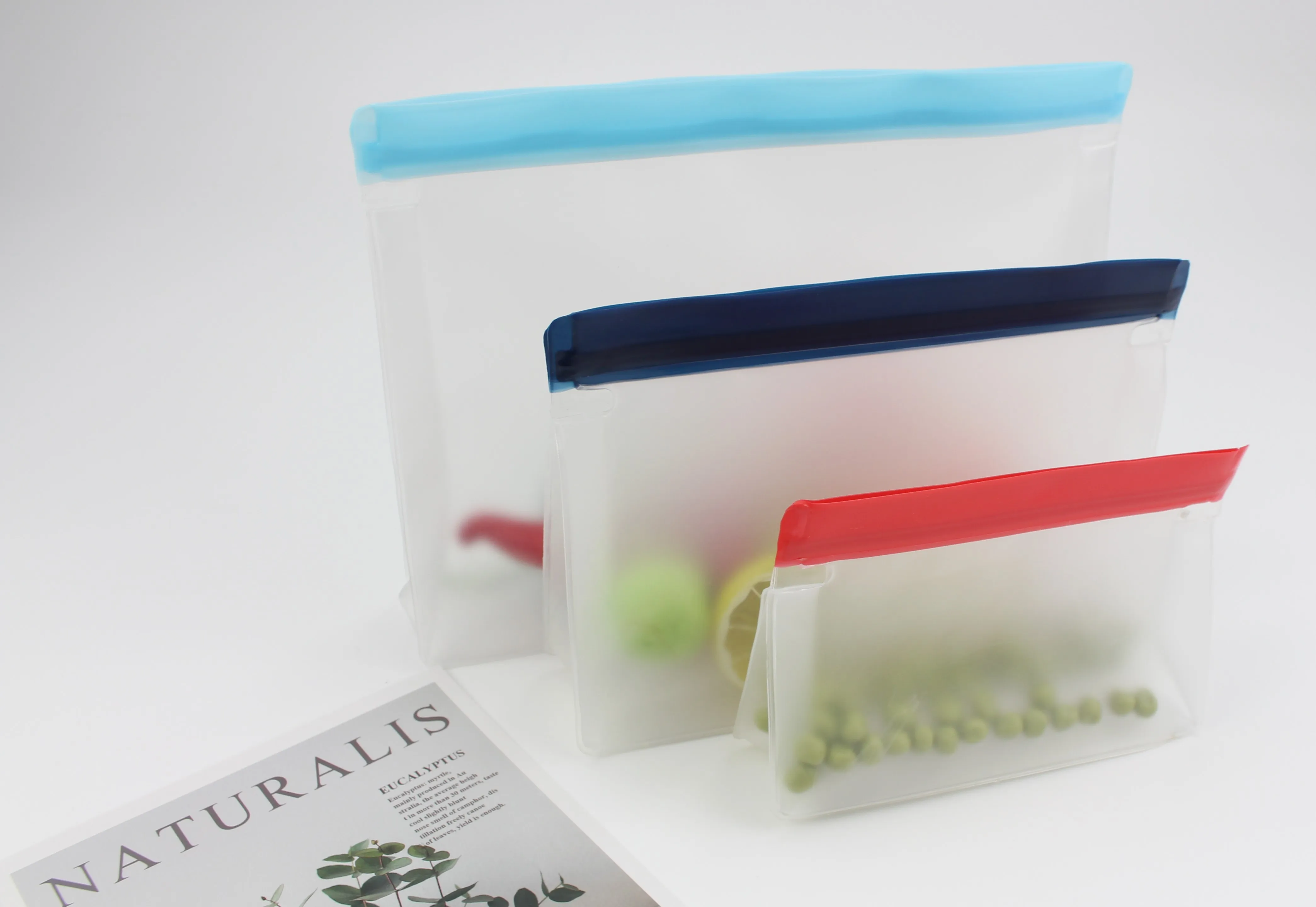 PEVA Reusable Storage Bags Environmental protection Stand-up Food Bags For Lunch Sandwich Snacks