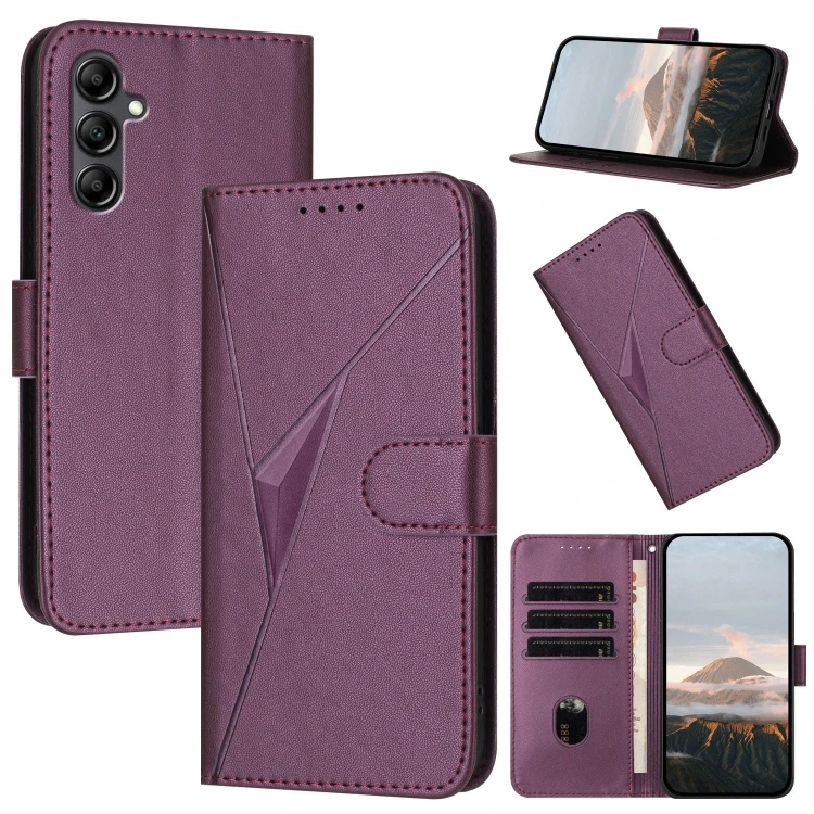 For Samsung Galaxy A16 4G Triangle Pattern Buckle Clasp Leather Phone Case(Dark Purple)
