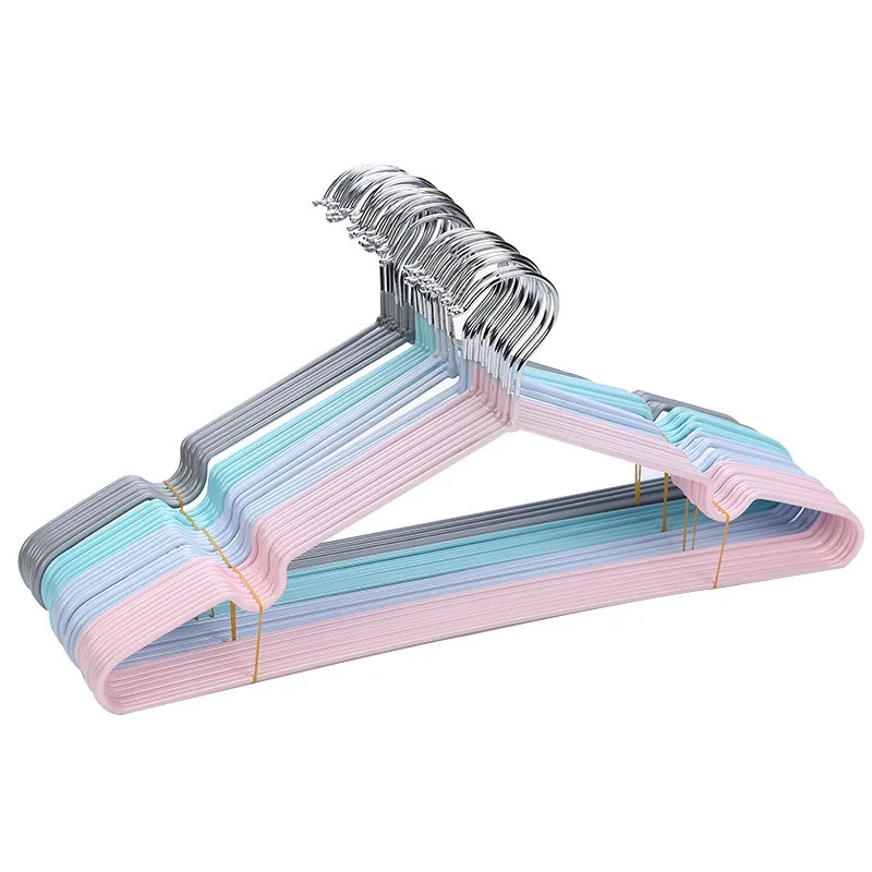 Wholesale plain seamless cheap metal wire hanger non-slip metal clothes hanger