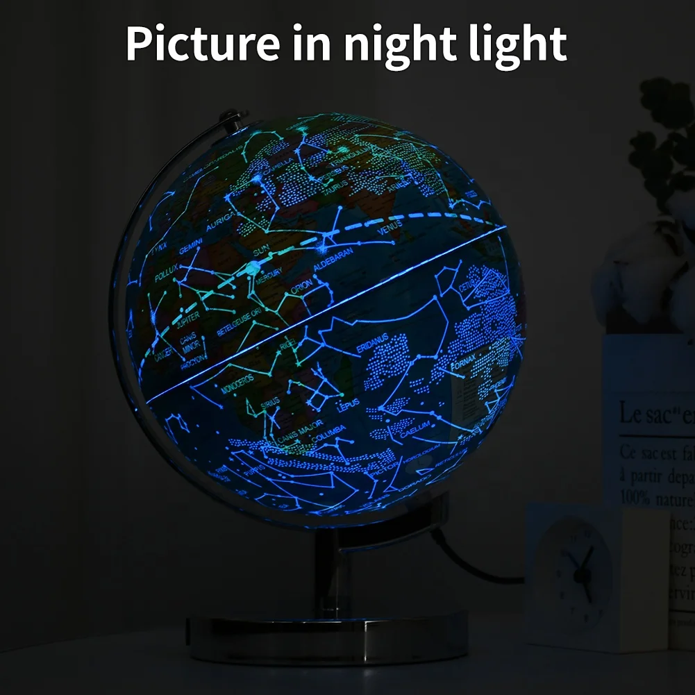 Constellation illuminated 8 inch Spanish PVC rotating education World map Globe light lamp teaching earth globe decor children