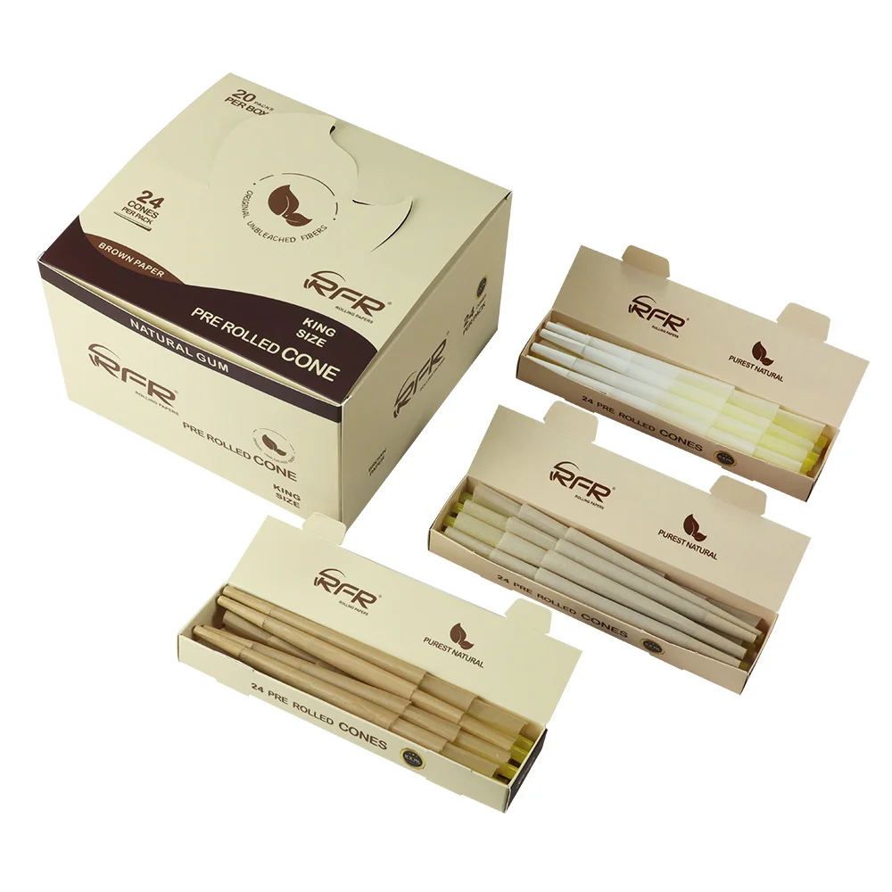 King Size 108mm Rice Paper, Unbleached Paper and Hemp Paper 9 Packs Pre Rolled Cones for Smoking