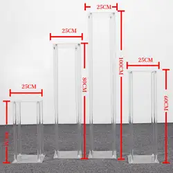 Manufacture Customized Acrylic Square Flower Stand Wedding Pillar Column For Decoration