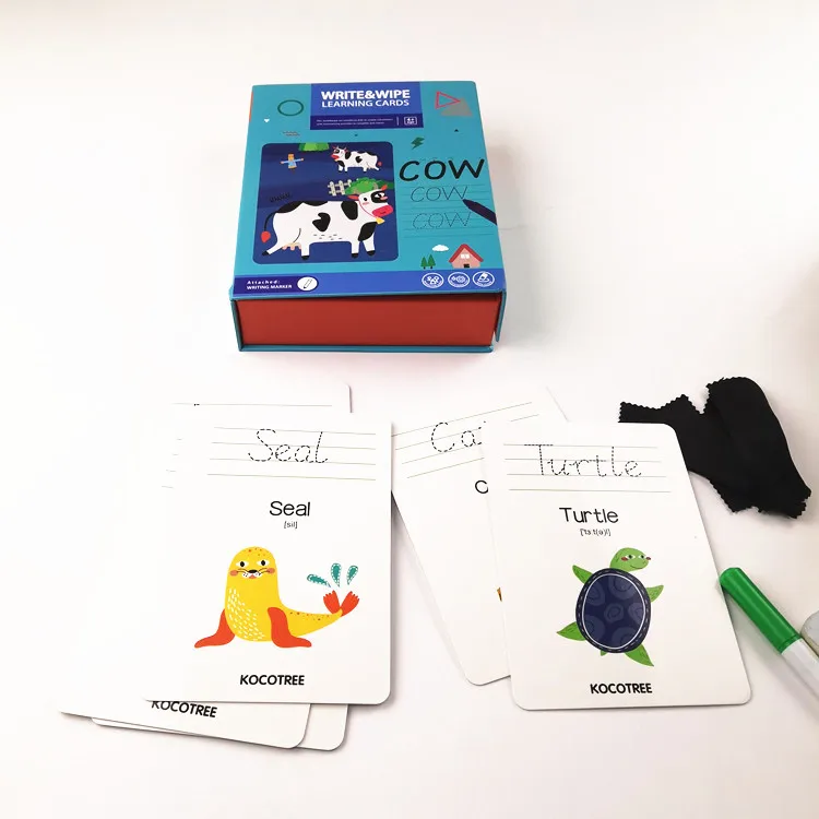 custom printed yoga educational maker kids memory toddler baby creative number educational alphabet early learning flash card