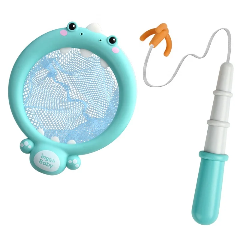 Summer fun kids dinosaur fishing net set bathtub pool fishing bath toy 3 in 1 baby bath time catch octopus shooting basket game