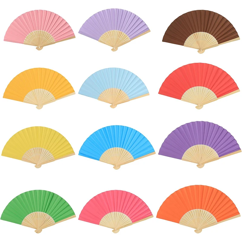 Festival Personal Folding Flower Cloth Hand Fan Custom Hollow Bamboo Bone Style Weddings Business Gifts Paper Party Decoration