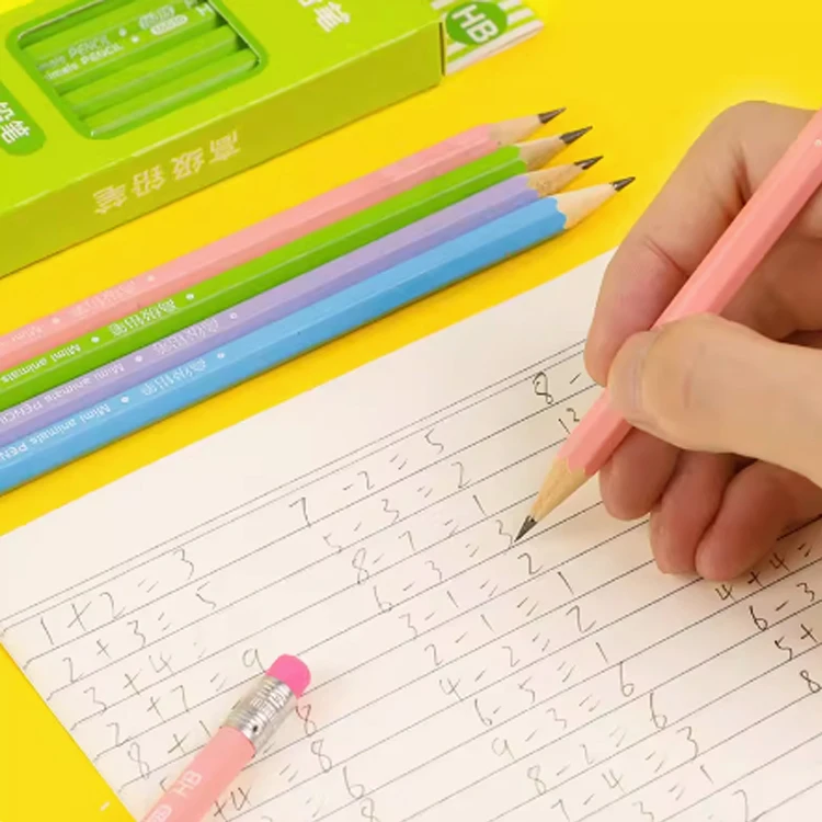 Wooden Standard  HB Colored Pencils With Customized Lead Eraser Topper Logo Colour Color Set For School Kids Children