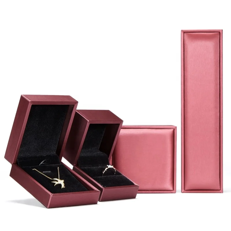 Custom High End Long Gold Stock Leather Brushed Pu Bracelet Necklace Ring Jewlery Jewelry Jewellery Packaging Box For Jewelry