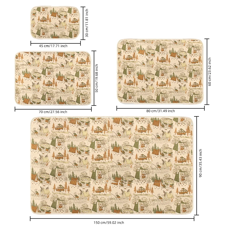 Baby Changing Mat Bamboo Cartoon 50*70cm Baby Diaper Mattress Newborn Print Changing Mat For Babies And Adults