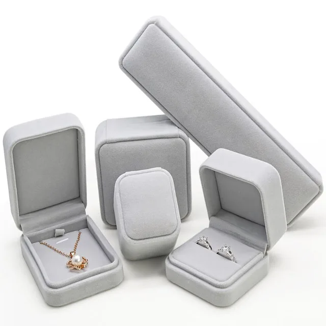 Wholesale velvet Jewelry Box customized Bracelet Necklace Earring Ring Box Jewelry Packaging Box