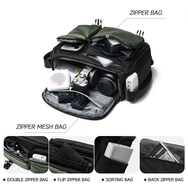 Luxury Leather Camera Messenger Style Bag Outdoor Portable Waterproof Camera Bag Protective Case Large DSLR Gadget Bags