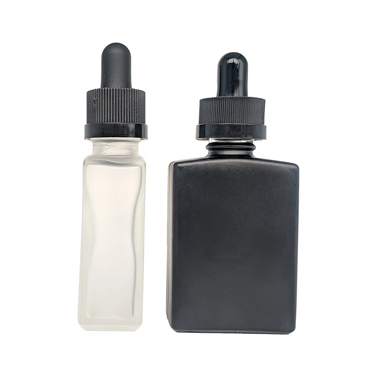 square 30ml 1oz color dispensary tincture bottle CR glass child proof dropper oil jar with double child resistant black pipette