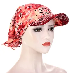 Amazon Europe and the United States summer new candy color outdoor sunscreen with brim printed headscarf