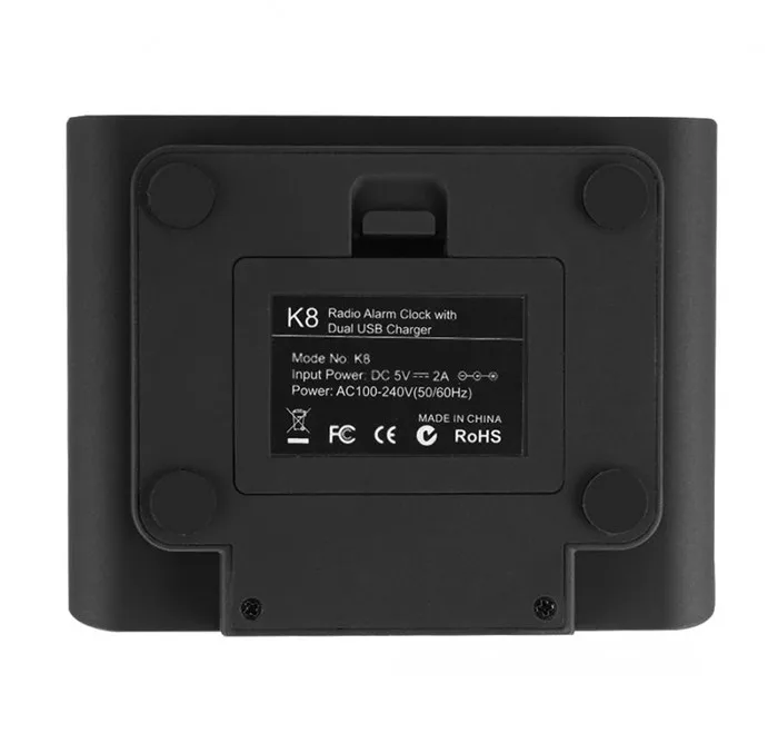 dual usb alarm clock FM radio with snooze sleep function, LCD time display clock
