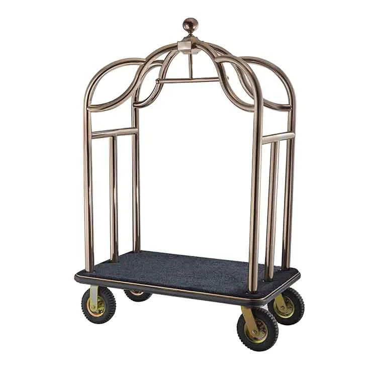 Luggage Trolley Custom Stainless  Steel 5 Star Hotel Luxury Birdcage Luggage Trolley