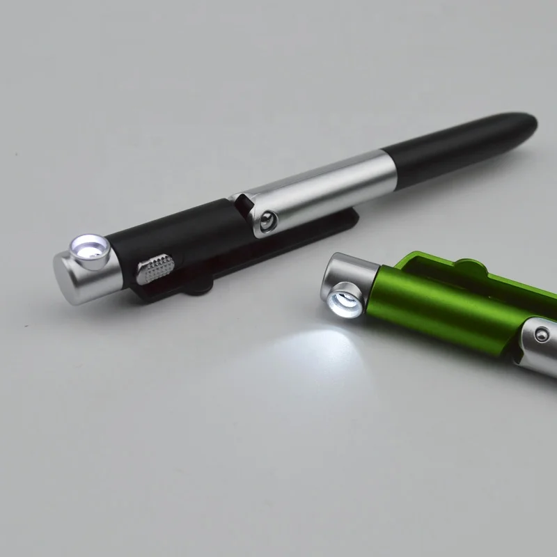 4 in 1 promotional gift multifunctional stylus phone holder LED light plastic pen with stand