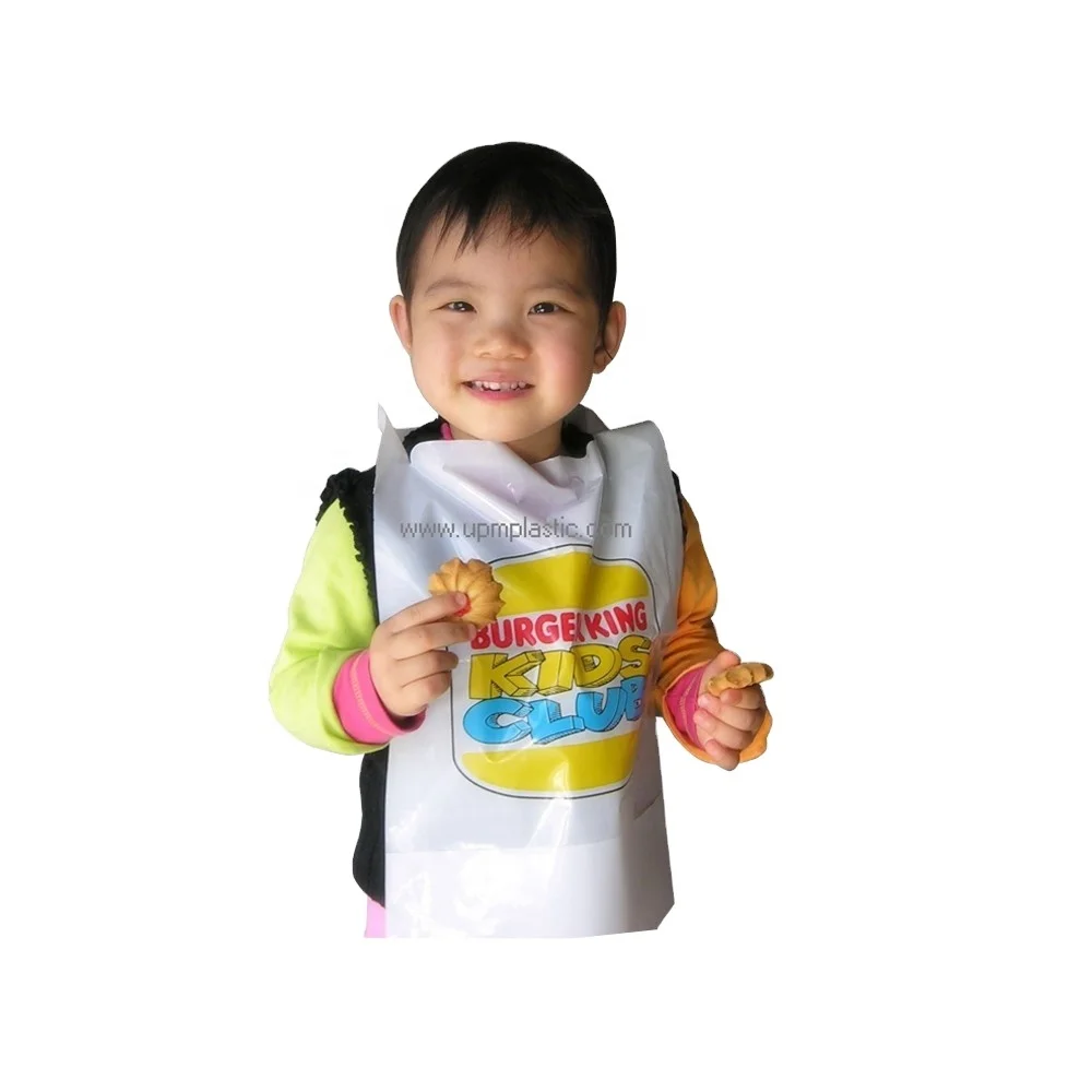 One time use disposable waterproof kitchen LDPE plastic apron baby bibs
