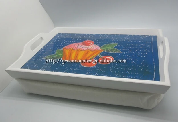 high quality wood dinner tray with cushion bean bag  fruit tray cushioned food tray