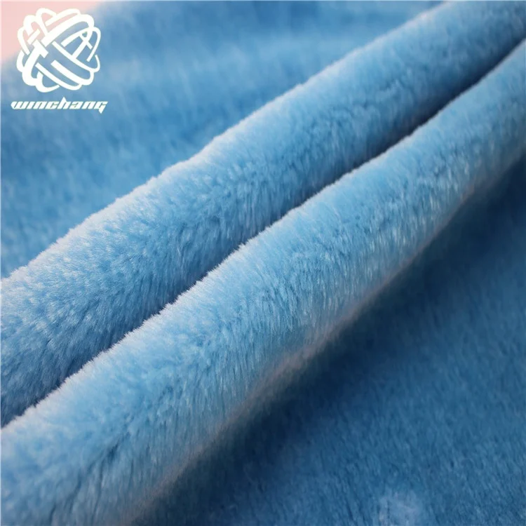 Faux Fur Fabric Wholesale Design Fabric Shearling 10mm Soft Blue Boa Faux Fur Short Pile Plush Fabric