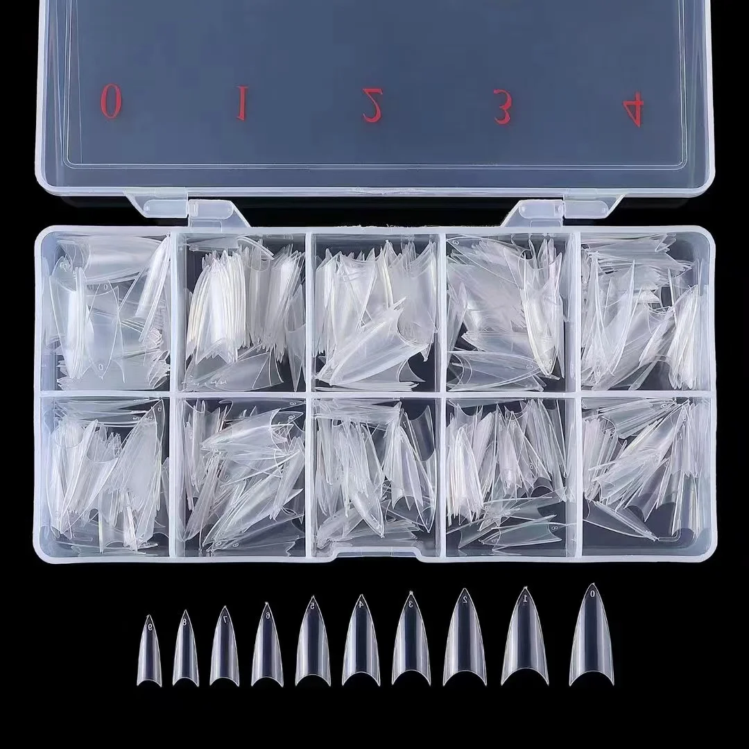 Factory price low moq gel x full nail curved press on nails soft gel long nail tips