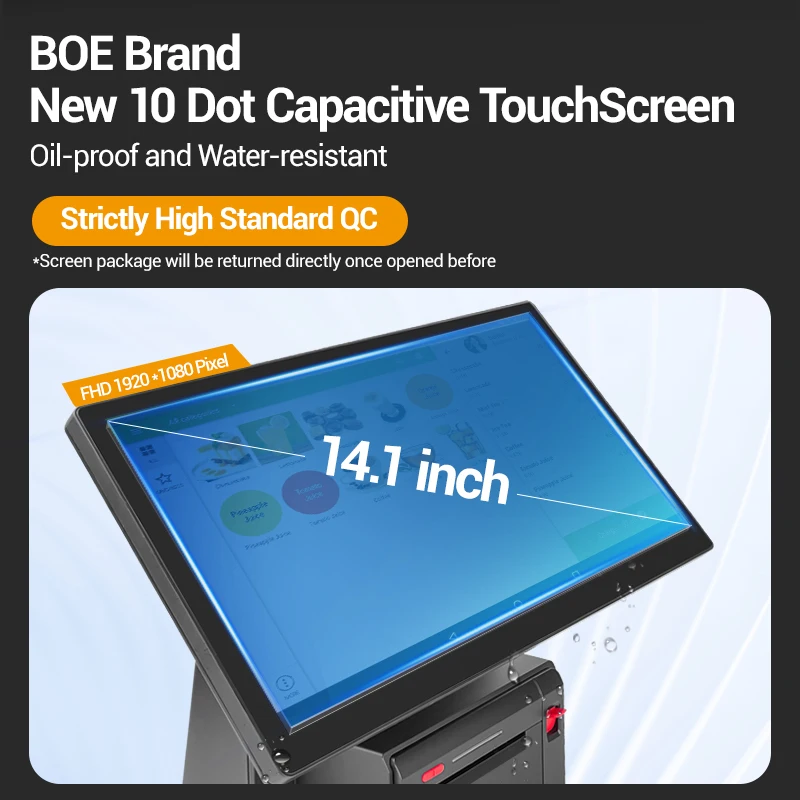 FYJ-F2 14' Android 11 Double Retail Pos Touch Screen Checkout Cashier Pos Tablet All-in-one Billing Terminal Pos Machine System