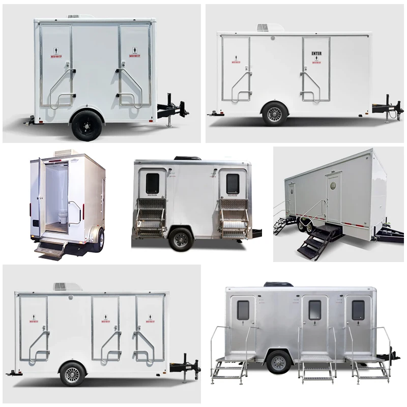 Most Popular High Quality Mobile Toilet Trailer One Man And Woman 2 Rooms Fully Function Prefab Outdoor Toilet For Sale
