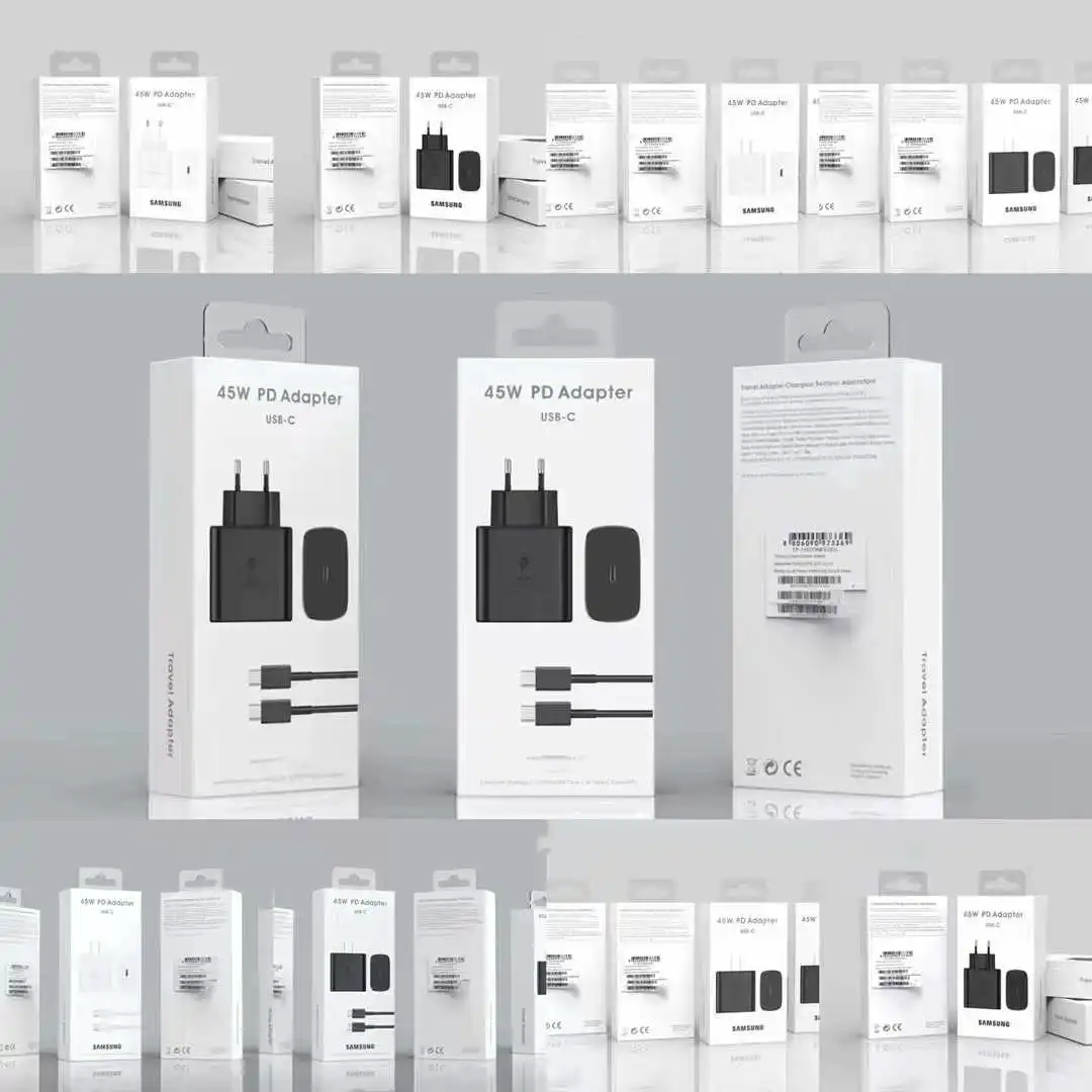 Original 45 PD USB C Travel Adapter Super Fast Charger USB Cable TA845 Set for Samsung Note20 S20