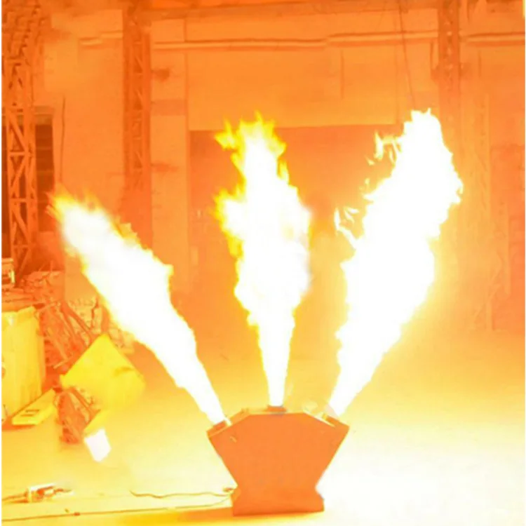 DMX Fire Thrower High Quality Corners Fireworks Machine Spray Sparkles DMX512 Three Heads Real Stage Effect Fire Machine