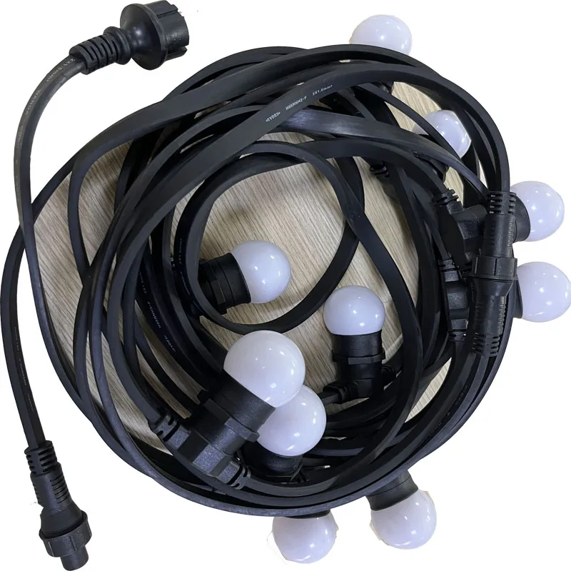 Commercial grade waterproof festoon lighting 100m 50m 10m IP65 string light belt flat cable E27 garlands
