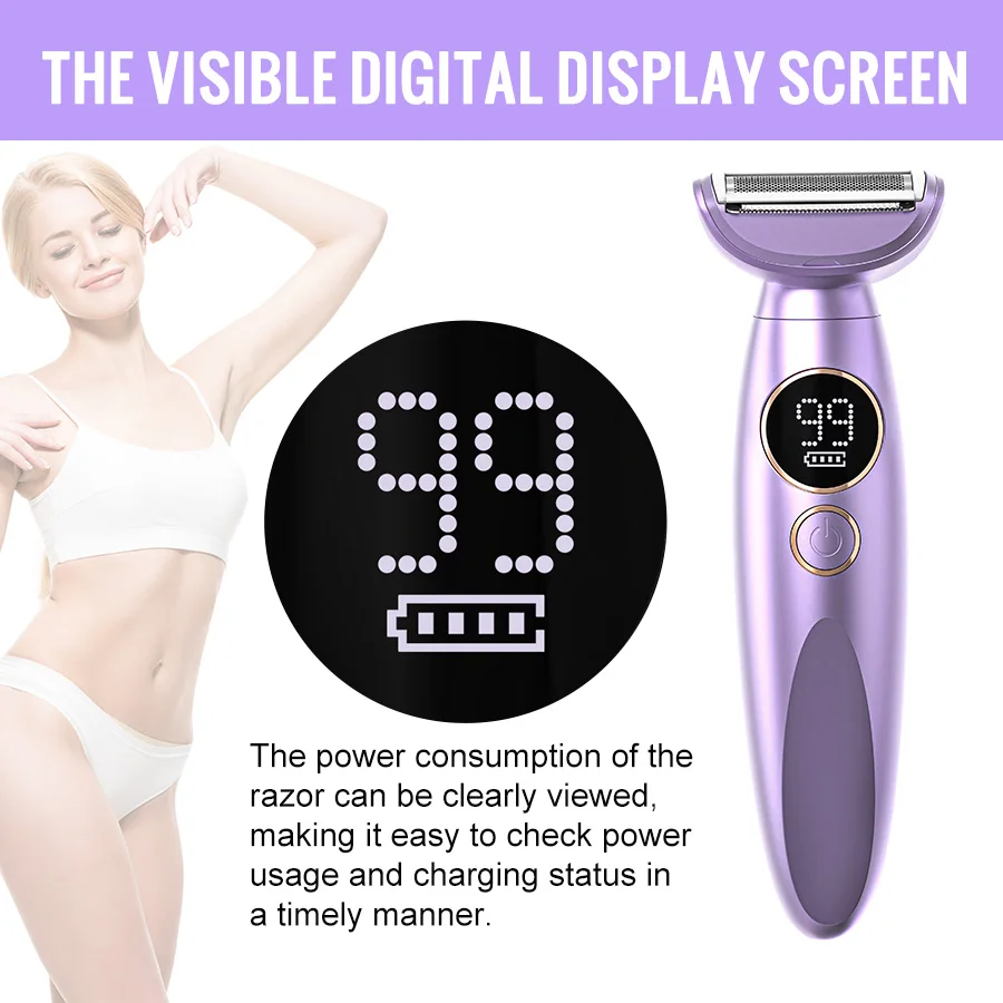 Trimmer Electric Razor Painless Lady Foil Shaver Wet Dry Cordless Waterproof Body Facial Hair Remover