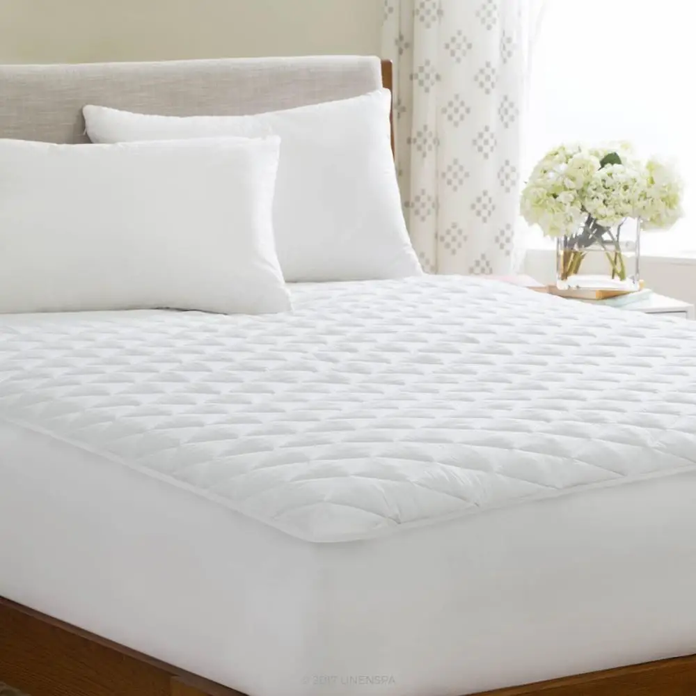 Cotton Bedding Quilted Fitted Mattress Pad (double bed) - Mattress Cover Stretches up to 16 Inches Deep - Mattress Topper