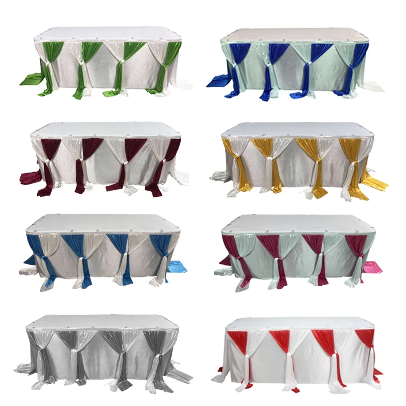 6ft Tulle Table Skirt in Intercalated Colors for Wedding Home & Birthday Decorations Hotel Table Skirting Tablecloth