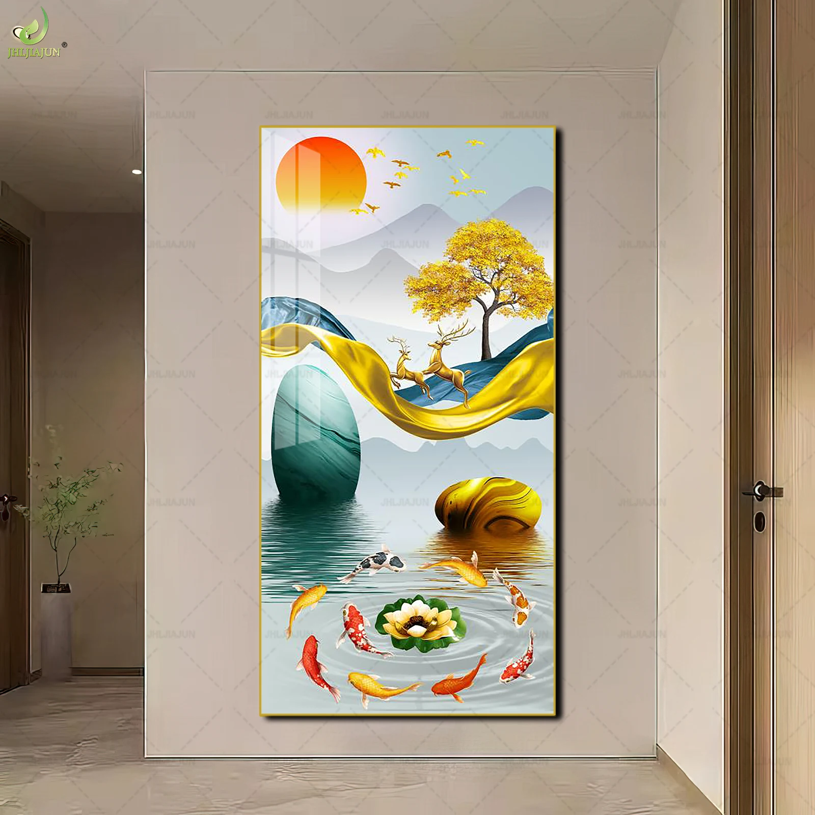 Light Luxury Porch Decorative Painting Vertical Version Modern Minimalist Abstract Painting Living Room Nordic Animal Painting