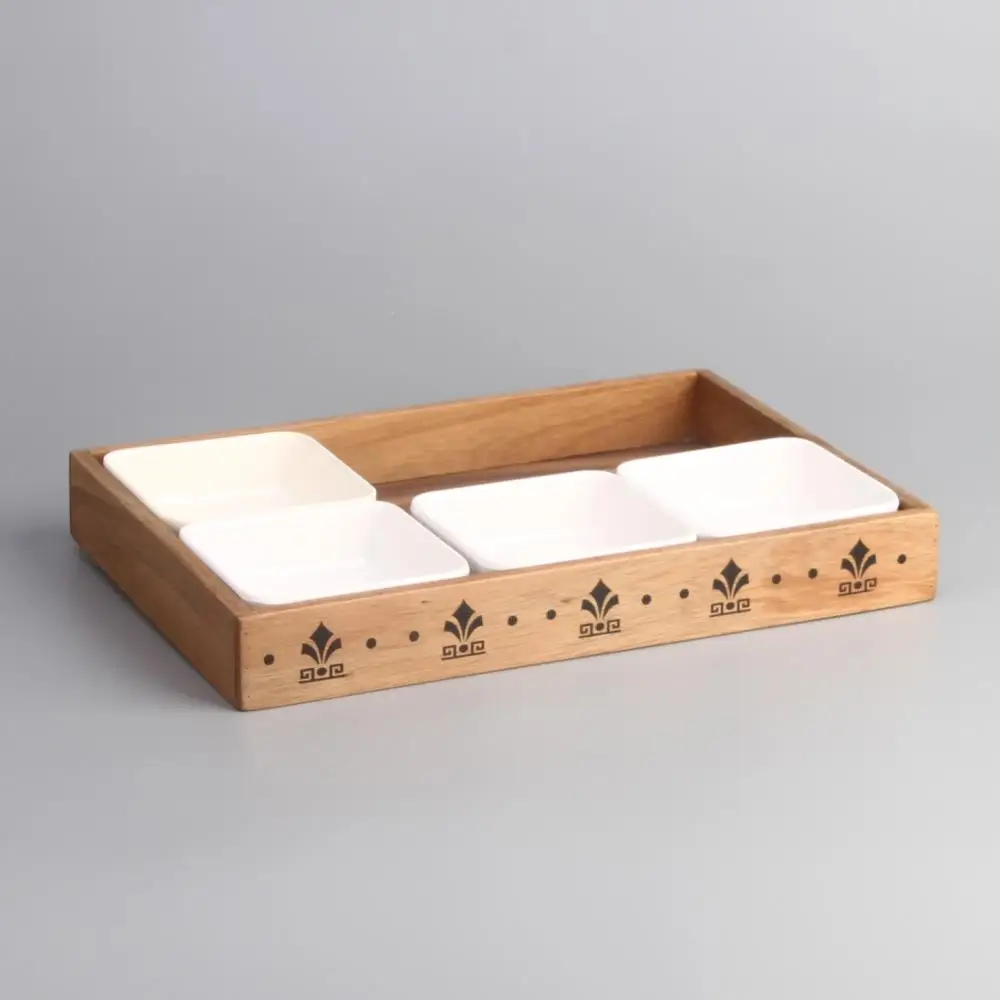 
Wood Tray Withe Melamine Bowl 