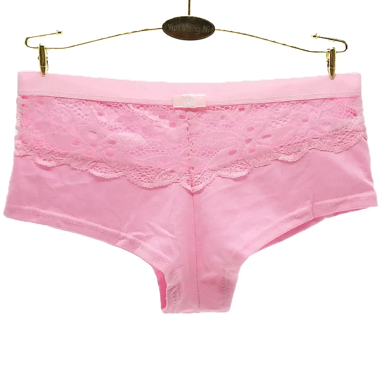 Chinese supplier New fashion women boyshorts ladies custom low waist underwear invisible lace front breathable cotton panties