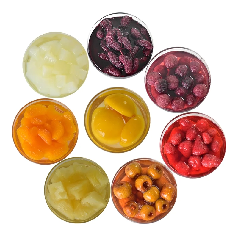 Wholesale quality yellow peach strawberry mulberry arbutus orange pineapple canned whole box 425G *12 cans of fresh fruit