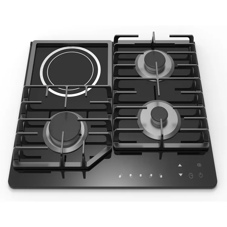 Wholesale High quality 4 burner glass panel induction switch gas cooker