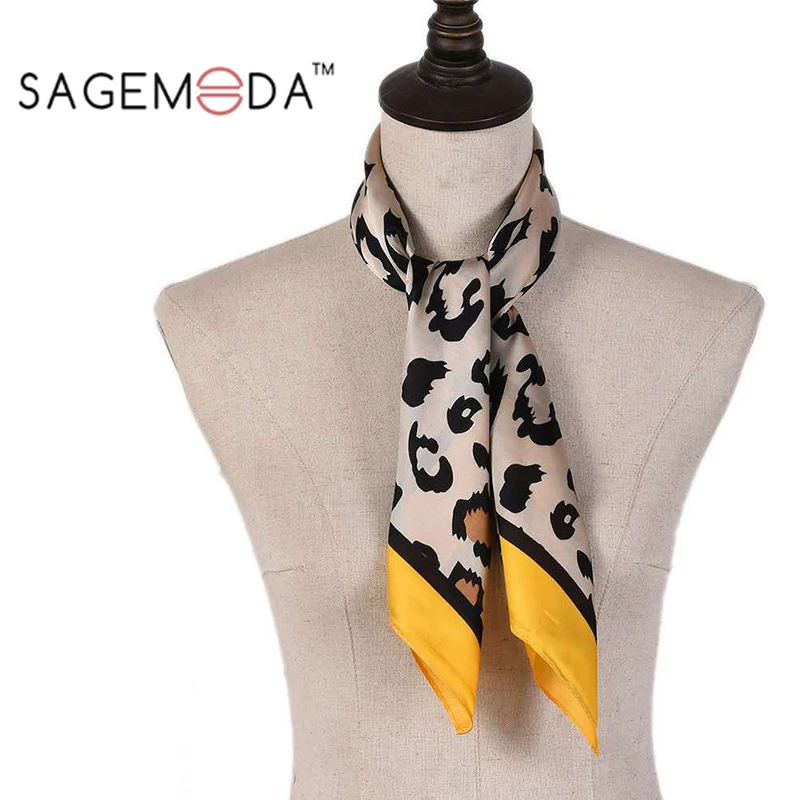 Leopard print small square Multi-usage neck scarf for women women handbag decoration towel