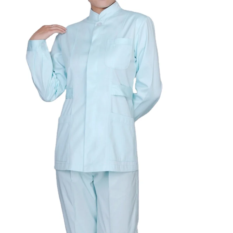 White Blouse Nurse Uniform Chinese Collar Nursing Uniform Nurses Scrubs Sets Uniform Unisex
