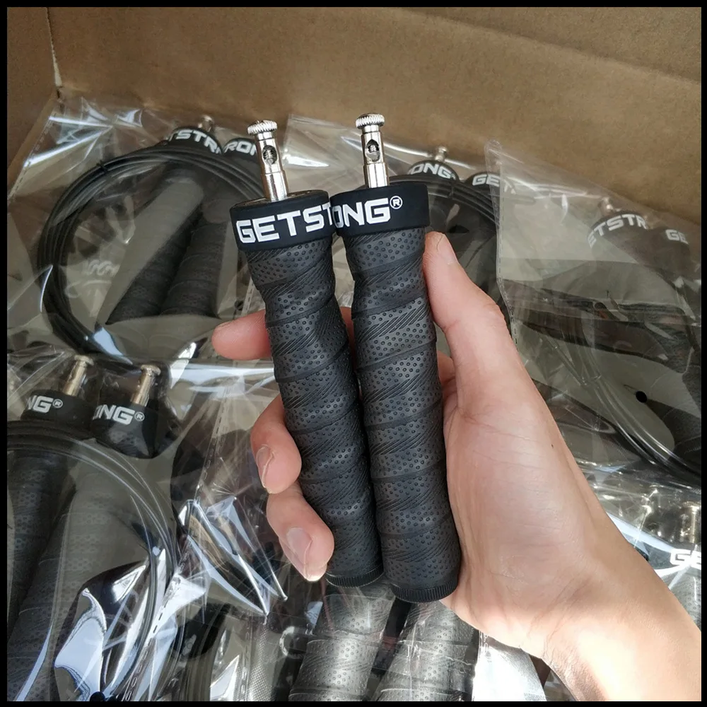 Custom Adjustable Non-slip Rubber Handle Steel Wire High Speed Bearing Fitness Skipping Jump Rope