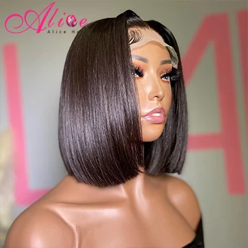 Wholesale Straight Bob Lace Frontal Wig,Malaysia Kinky Straight Bob Lacs Wig,30 40 Inch Gluess Transparent Hd Lace Wig