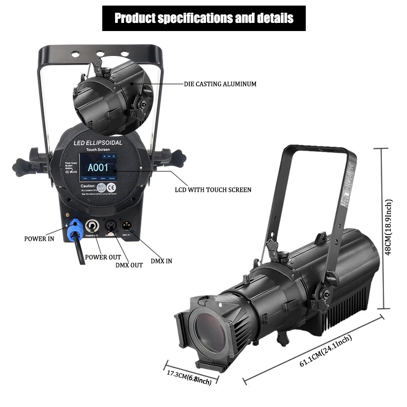 Professional 300W LED Profile Spot Light Stage Rgbal 5In1 Leko LED Ellipsoidal Spotlight for TV Show Theater