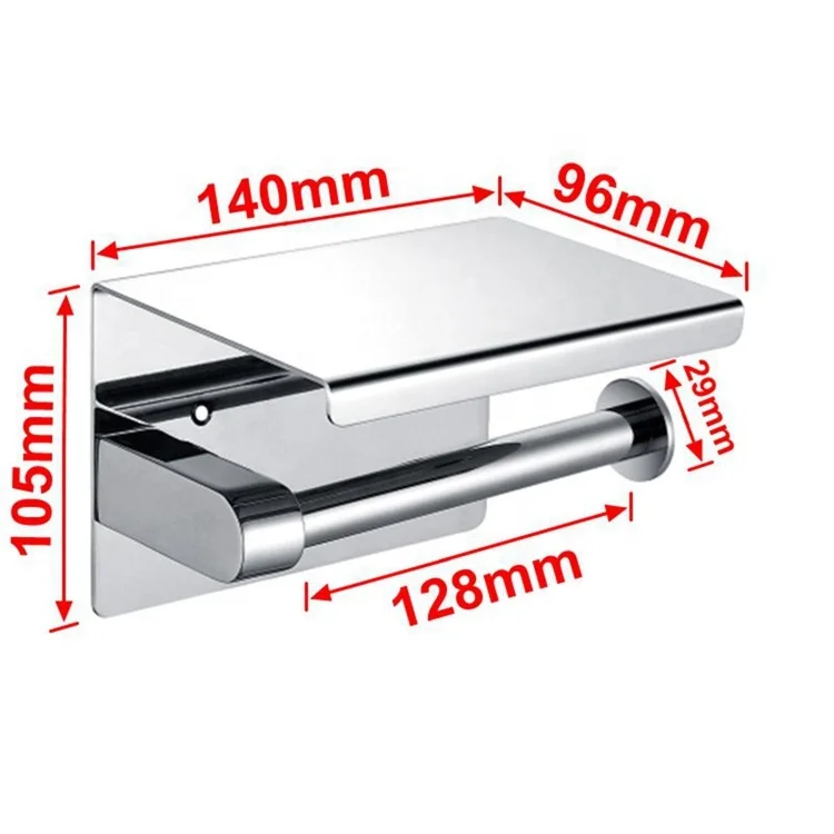 Modern Bathroom Accessories Elegant and Luxury 304 Stainless Steel Wall Mounted Toilet Paper Roll Holder with Phone Shelf