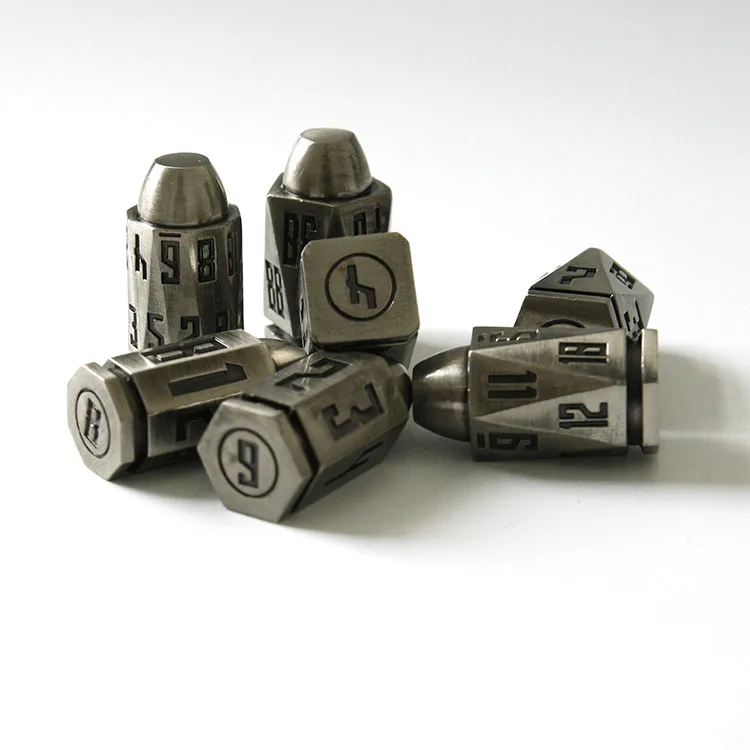 Wholesale Antique Nickel Adventures  DND  Bullet Dice Set